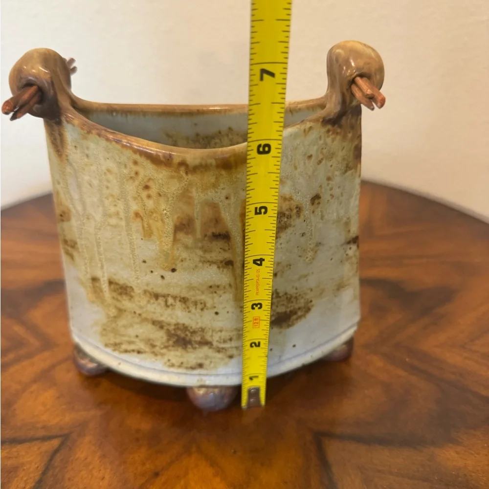 Betsy Gray Porcelain Rustic Vase Art Piece with Earthy Tones - Picture 12 of 13